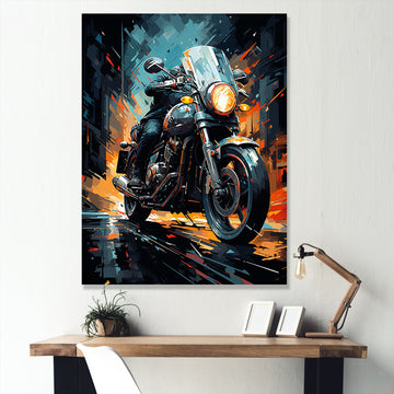 Classic Lavish Motor Bike - Motorcycle Canvas Wall Art